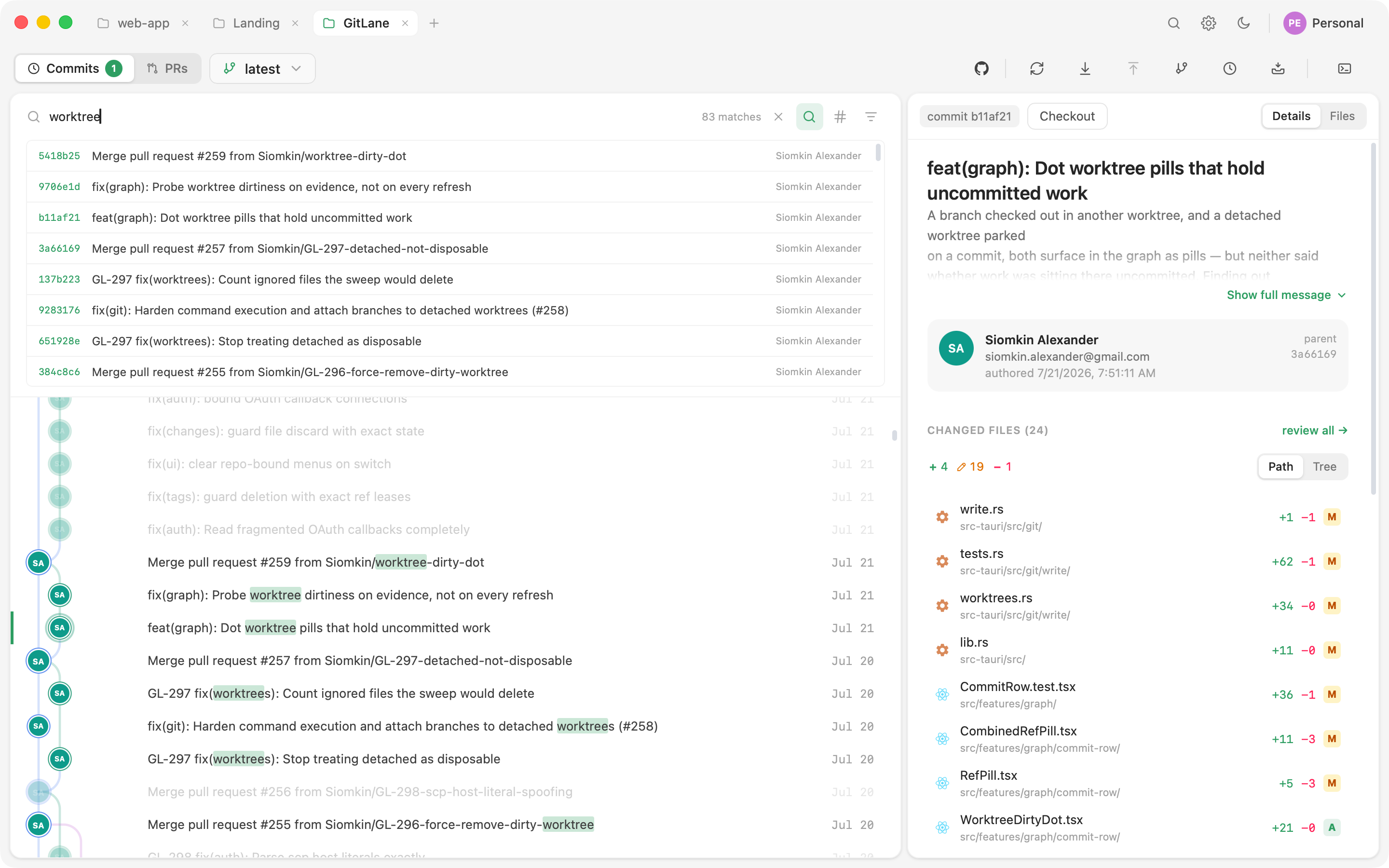 Incremental search dims non-matches and highlights hits in place